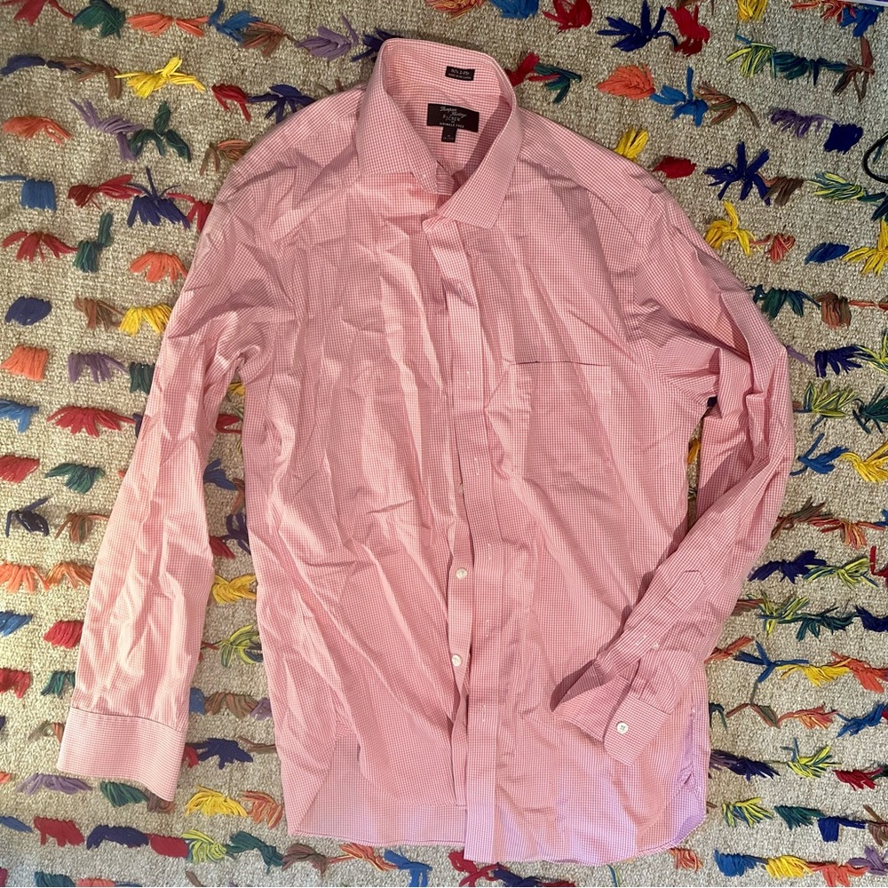 J. Crew - pink checkered long sleeve button up